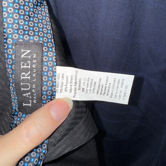 Ralph Lauren Men's Classic-Fit Flat Front Suit Pants, Blue Plaid 56x32 $190 - Picture 7 of 10